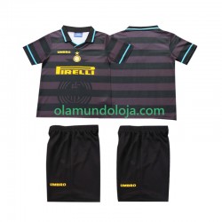 Camisola Inter de Milão 1997 Retro Criança Equipamento Terceiro 1998 Manga Curta